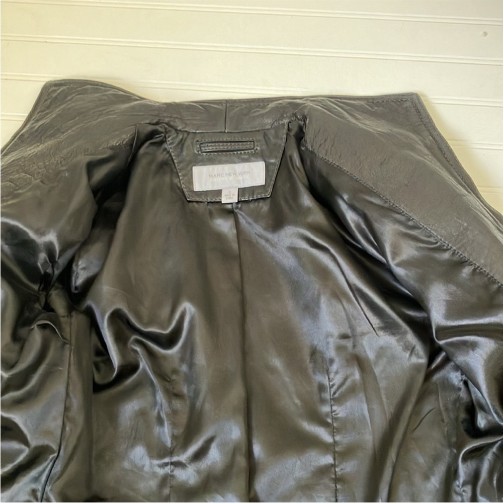 Marc New York Black Leather Zip-Front Jacket Moto - Picture 7 of 12